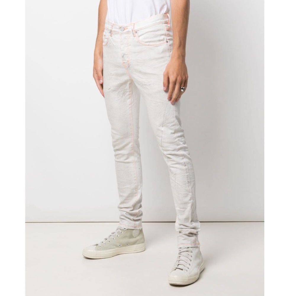 Purple Brand P001 White Neon Stitch Orange Jeans NWT Sz 34